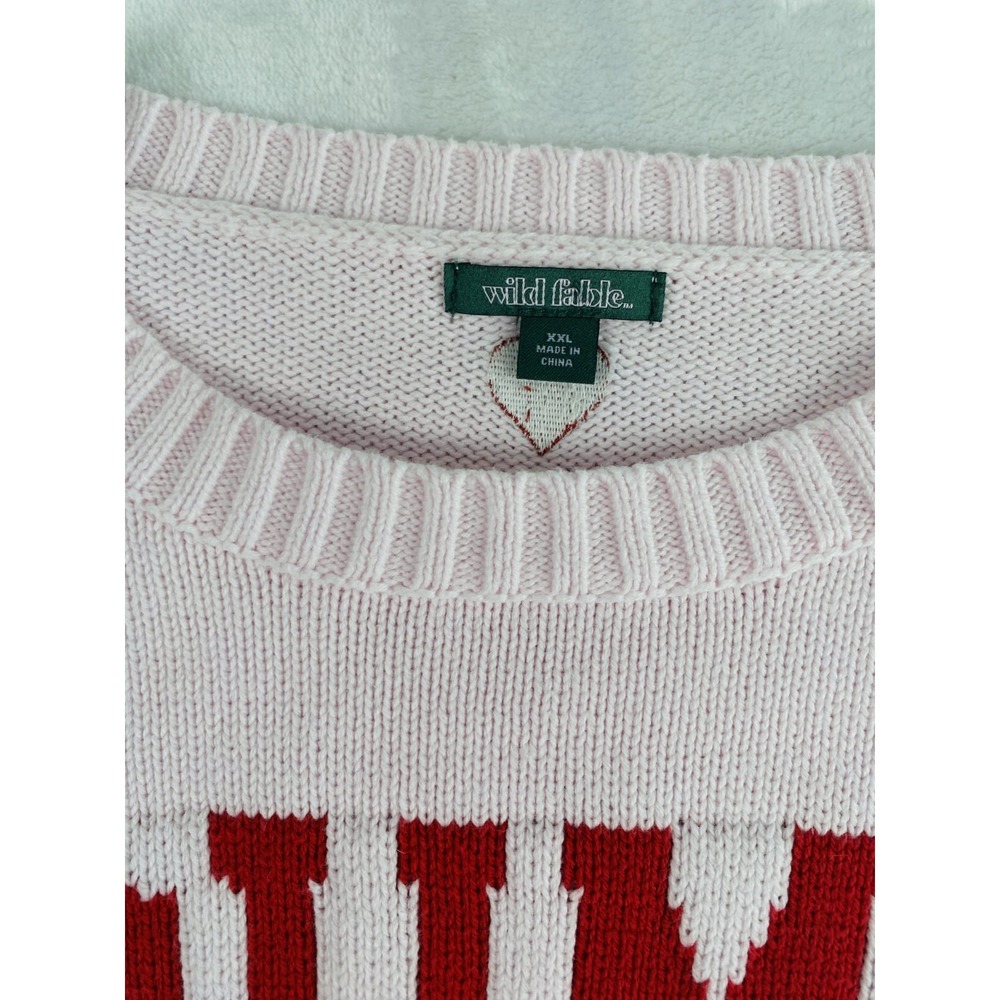 2/$30 Wild Fable Dump Him Knit Sweater Women Sz 2XL Pink Funny Sweater Spellout - Picture 9 of 13